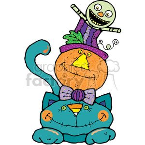 Scarecrow sitting on a cat