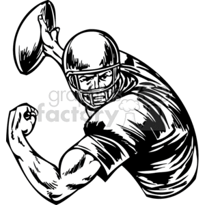 clipart - Football player protecting the ball.