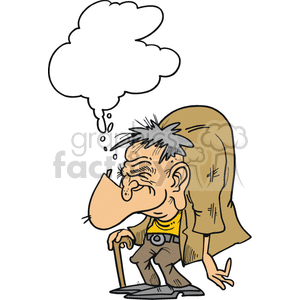 funny comical humor character characters people cartoon cartoons activities vector Humpback man guy cane crazy scary creature