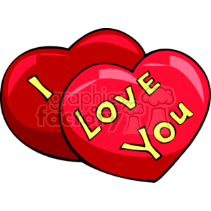 Red hearts with I love you on them clipart. Royalty-free image # 145823