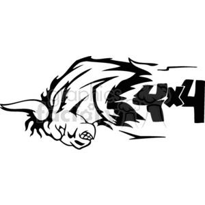 clipart - Charging bull 4x4 graphic.