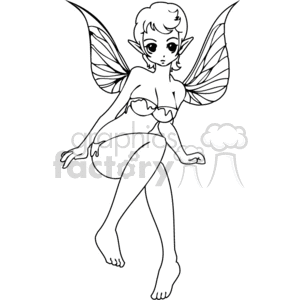 vector clip art vinyl-ready girl girls fantasy elf elfs black+white cartoon cartoons art anime wing wings sexy cute