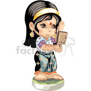 An indian girl looking in a mirror clipart. Commercial use image # 376153