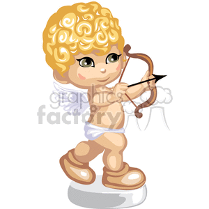 A Little Boy with Wings Shooting his Bow and Arrow clipart.