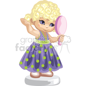 Little Girl touching her hair in front of a mirror clipart. Royalty-free image # 376238
