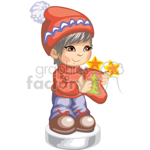 Boy holding a christmas stocking clipart. Royalty-free image # 376253