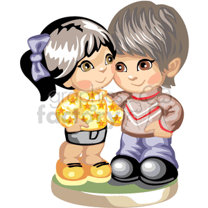 clipart - A cute little boy and girl arm and arm.