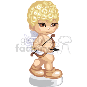 Little Brown eyed Cupid holding his bow and arrow clipart.