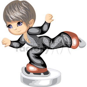 A boy doing competition ice skating clipart. Commercial use image # 376293