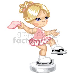A little girl in a short pink dress ice skating clipart. Royalty-free image # 376303