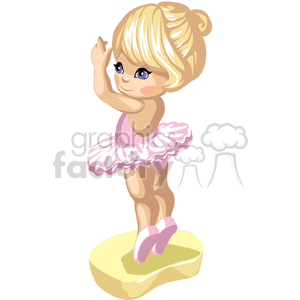 Little ballerina girl in pink tu tu and slippers clipart.