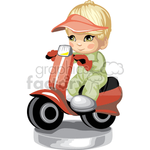 clipart - A child riding a scooter.