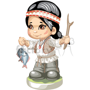 A native american boy fishing