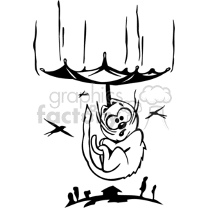Black and white cat falling from the sky clipart. Commercial use image # 377085
