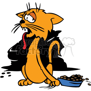 Cat that doesn't like it's food clipart. Commercial use image # 377090