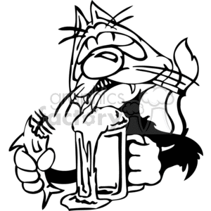 Black and white image of a cat sitting at the bar getting drunk clipart. Commercial use image # 377100