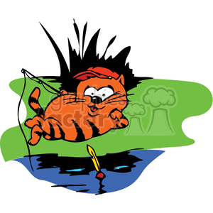Cat fishing clipart. Commercial use image # 377110