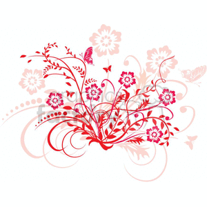 Floral swirl design graphic clipart.