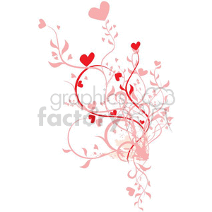 Floral heart design with swirls clipart.