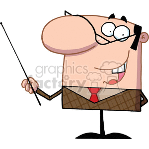 A cartoon character business man holding a pointer stick clipart. Commercial use image # 377190