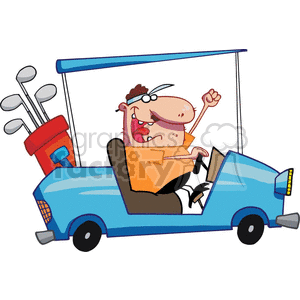 cartoon people characters comic funny vector golf golfing cart carts man playing