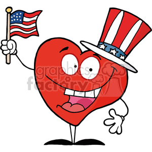 Heart holding an American flag clipart.