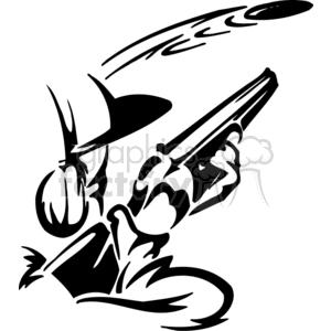 rifle shotgun shooting disk shooting hunting gun man with gun skeet shooter  vinyl-ready black white