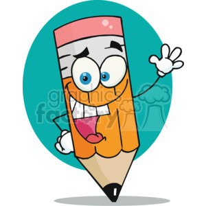 happy cartoon pencil character clipart. Commercial use image # 377846