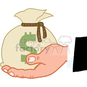 2821-Bussines-Hand-Holding-Money-Bag clipart. Royalty-free image # 380478