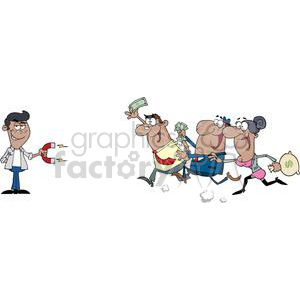 3187-Young-African-American-Businessman-Using-A-Magnet-Attracts-African-American-People-With-Money clipart. Commercial use image # 380592