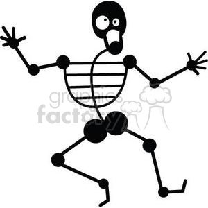cartoon vector illustrations Halloween skeleton dance dancing scary funny silly black white skelly
