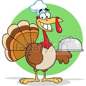 3508-Happy-Turkey-Chef-Serving-A-Platter clipart. Commercial use image # 380838