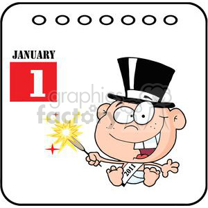 New-Year-Baby-Cartoon-Callendar clipart.