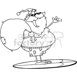 Santa-Claus-Carrying-His-Sack-While-Surfing clipart.