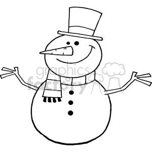 Outlined-Friendly-Snowman clipart. Commercial use image # 381394