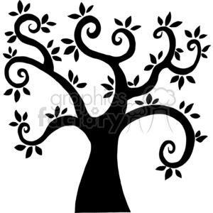 black swirl tree clipart. Commercial use image # 382091