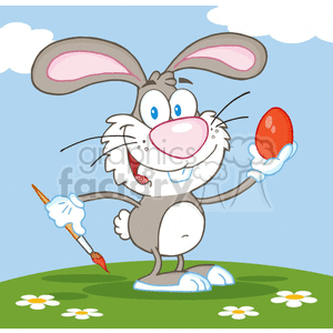 bunny rabbit holding an egg clipart. Commercial use image # 382101