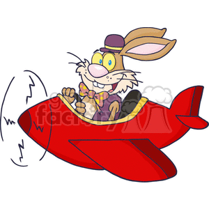 bunny rabbit flying a red plane clipart. Commercial use image # 382121