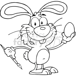 cartoon funny vector Easter rabbit happy bunny egg eggs black white paint painting