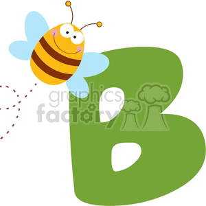 cartoon funny vector bee B letter spring summer