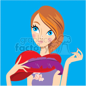 pretty girl holding her red hat clipart. Commercial use image # 382236