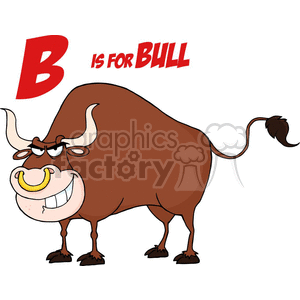 4364-Bull-Cartoon-Character-With-Letter-B clipart. Commercial use image # 382320