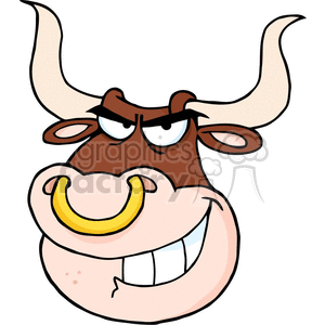 clipart - an angry looking bull.