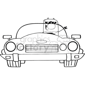 4352-Cartoon-Doodle-Businessman-Driving-Convertible-Car clipart. Commercial use image # 382330