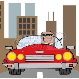 business man riding in a red convertible with yellow headlights clipart  #382355 at Graphics Factory.