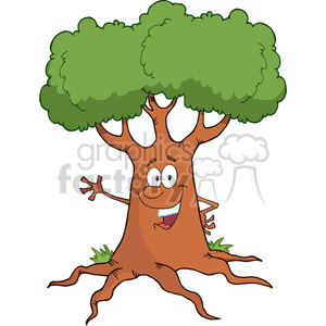 happy brown and green tree clipart. Commercial use image # 382385