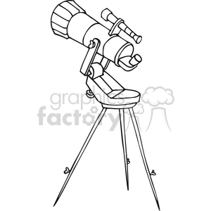 clipart - Black and white outline of a telescope .