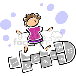 Cartoon little girl playing hopscotch clipart. Royalty-free image # 382603