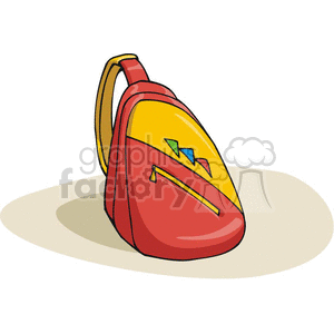 Cartoon backpack with one strap clipart.