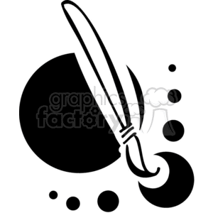 Black and white outline of a paintbrush clipart. Commercial use image # 382665